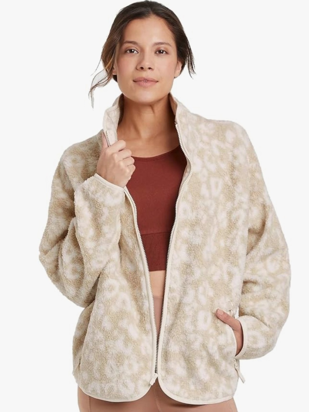 All in Motion Women's Sherpa Cropped Jacket Size M - Picture 14 of 17